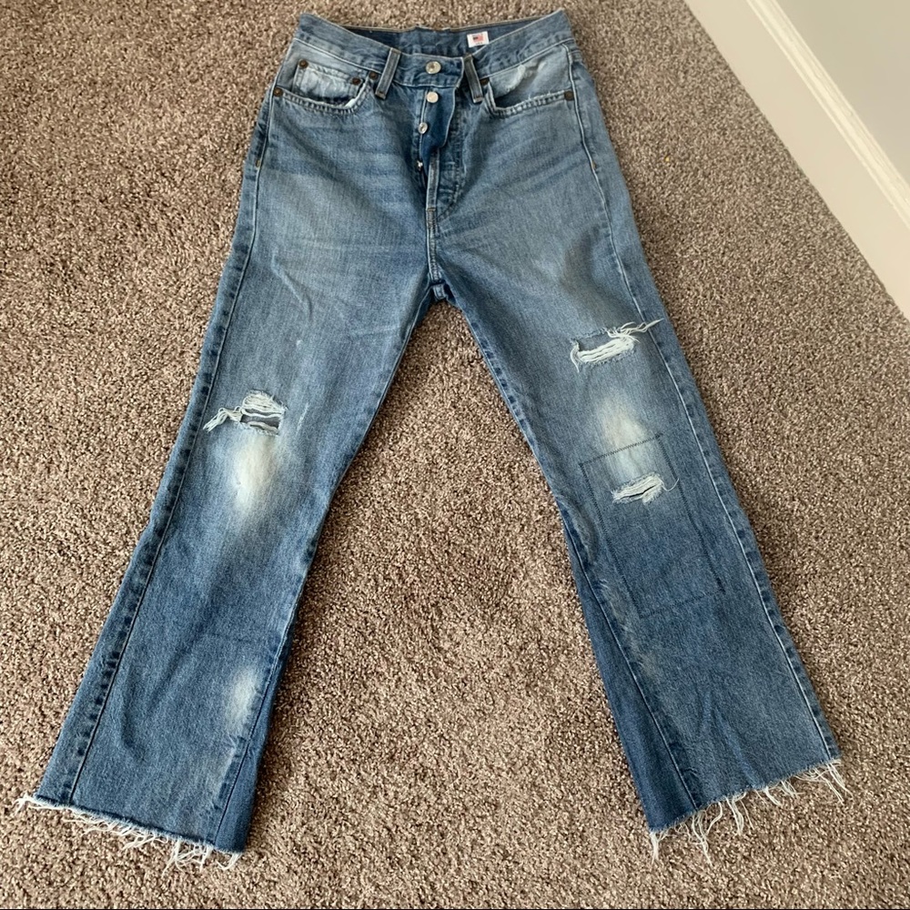 RE/DONE high rise ripped flare jeans 27